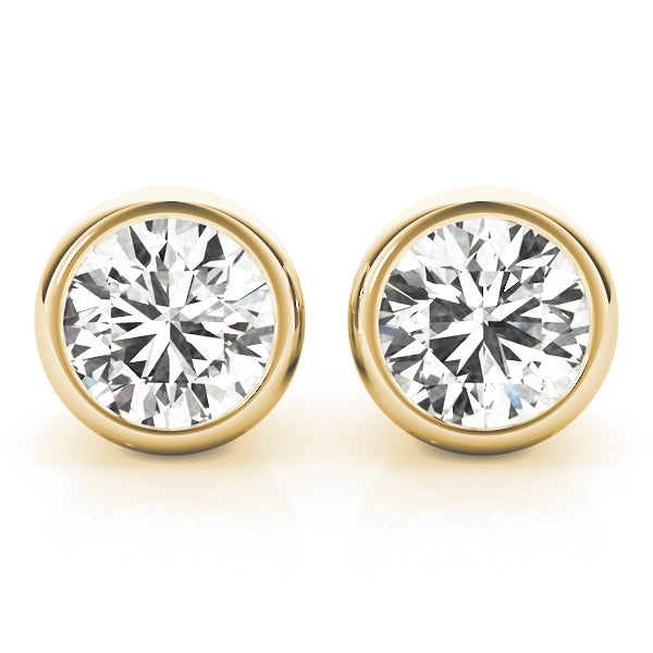 14K Yellow Gold Diamond Single Stone Stud Earrings