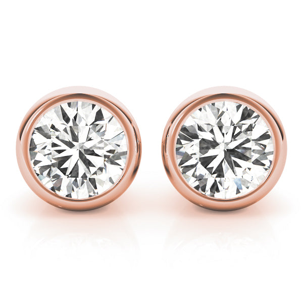 14K Rose Gold Round Lab Diamond Stud Earrings
