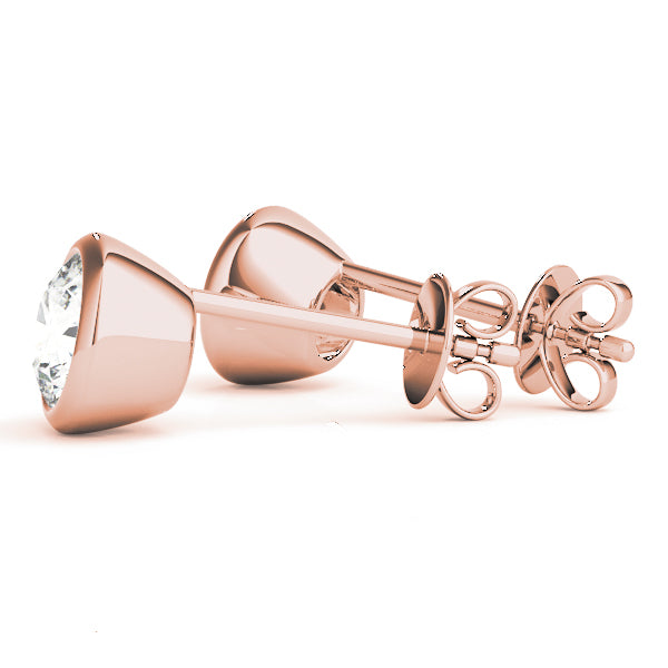 14K Rose Gold Round Lab Diamond Stud Earrings