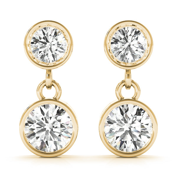 14K Yellow Gold Lab Diamond Solitaire Earring Pair