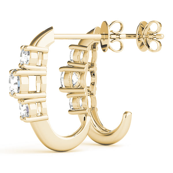 14K Yellow Gold Lab Diamond 3-Stone Earring Pair