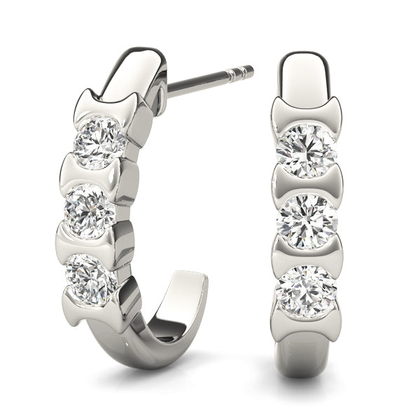Lab Diamond 3-Stone Round Earring Pair