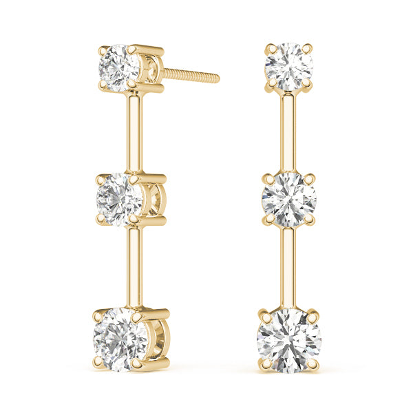 14K Yellow Gold Round Lab Diamond Earring Pair
