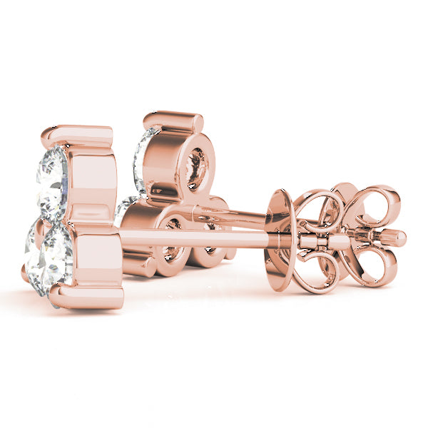 3-Stone Lab Diamond Rose Gold Earrings