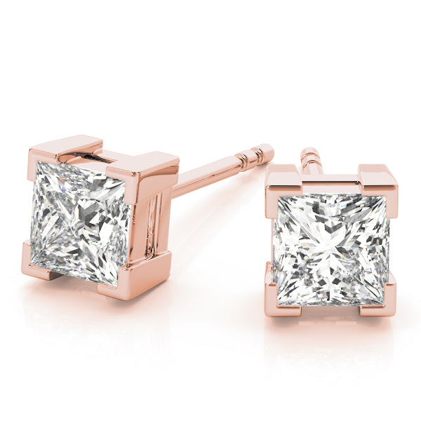 Rose Gold Square Diamond Stud Earrings 0.1CT
