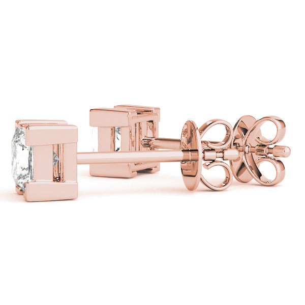 Rose Gold Square Diamond Stud Earrings 0.1CT