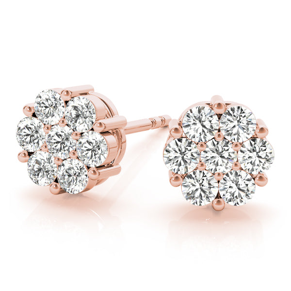 Rose Gold Lab Diamond Cluster Earrings