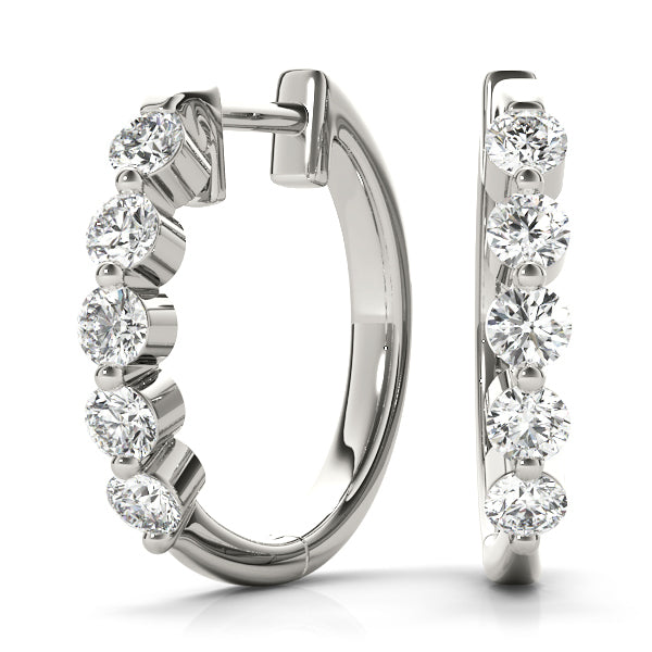 14K Gold Lab Diamond Hoop Earrings