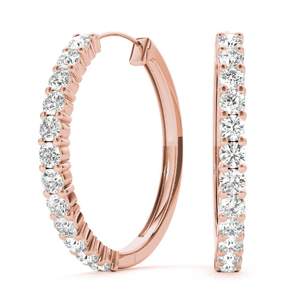 14K Rose Gold Lab Diamond Hoop Earrings