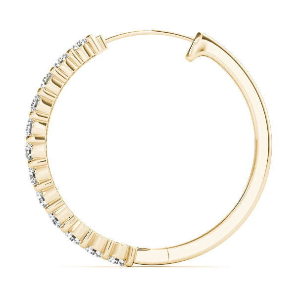 14K Yellow Gold Diamond Hoop Earrings