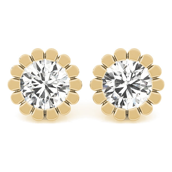14K Yellow Gold 1CT Lab Diamond Stud Earrings