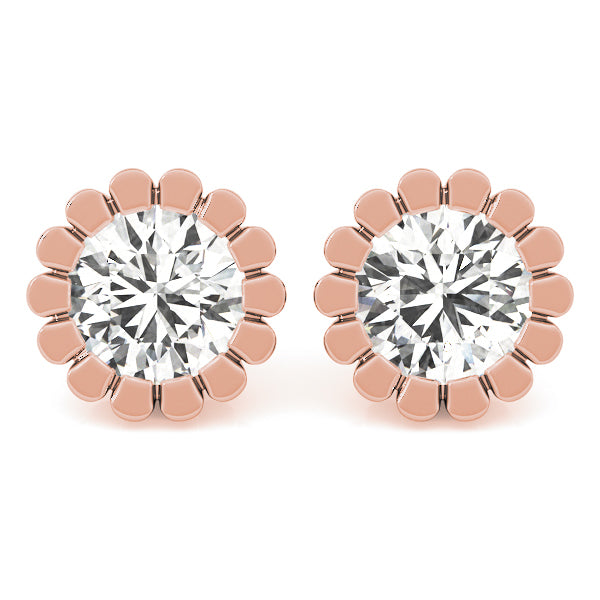 14K Rose Gold 1CT Lab Diamond Stud Earrings