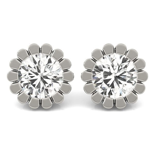 14K Diamond Round Stud Earrings