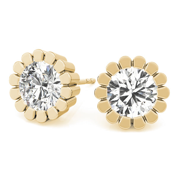 14K Yellow Gold 1CT Lab Diamond Stud Earrings