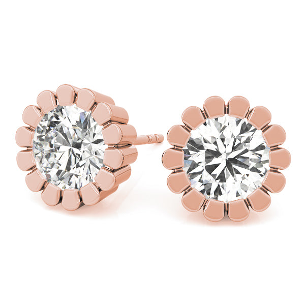 14K Rose Gold 1CT Lab Diamond Stud Earrings