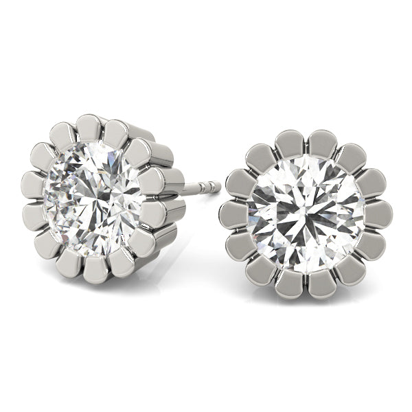 14K Diamond Round Stud Earrings