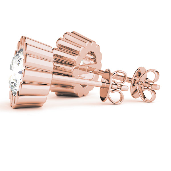 14K Rose Gold 1CT Lab Diamond Stud Earrings