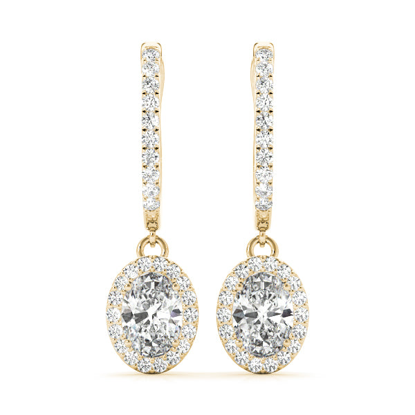 14K Yellow Gold Diamond Halo Earring Pair