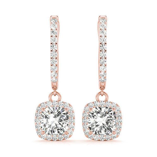 Rose Gold Lab Diamond Halo Earrings