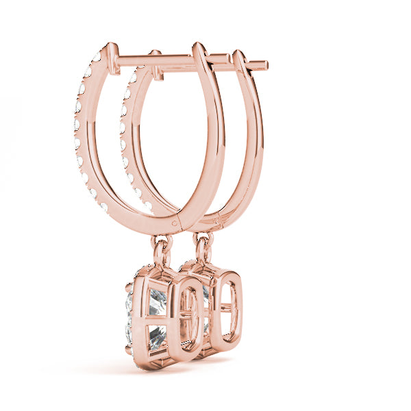 Rose Gold Lab Diamond Halo Earrings
