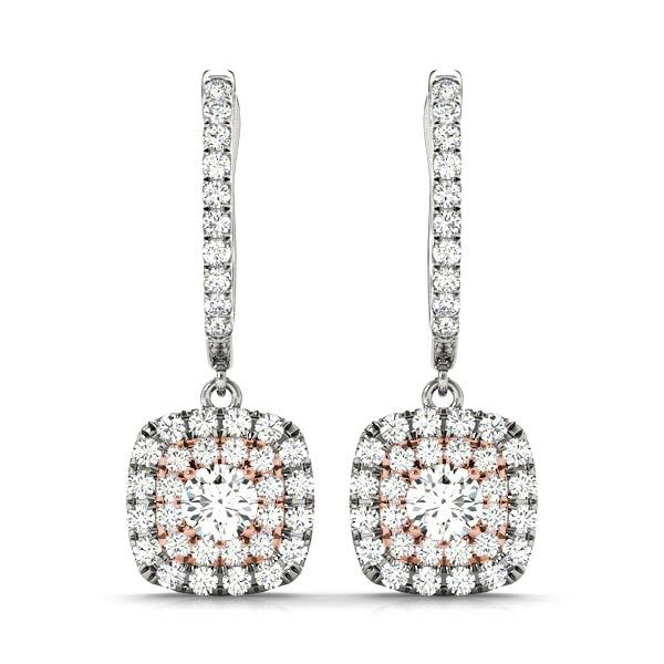 Rose Gold Lab Diamond Halo Earring Set
