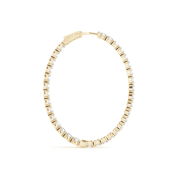 14K Yellow Gold Lab Diamond Inside Out Hoop Earrings