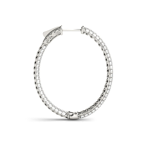 Diamond Pave 14K Gold Inside Out Oval Hoops