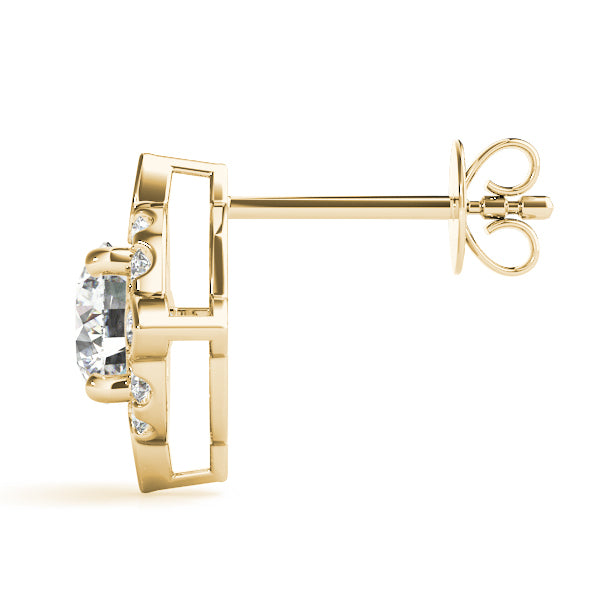 14K Yellow Gold Diamond Cluster Halo Earrings