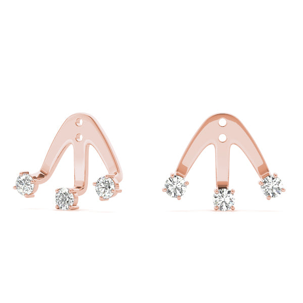 14K Rose Gold 3-Stone Lab Diamond Earring Jackets