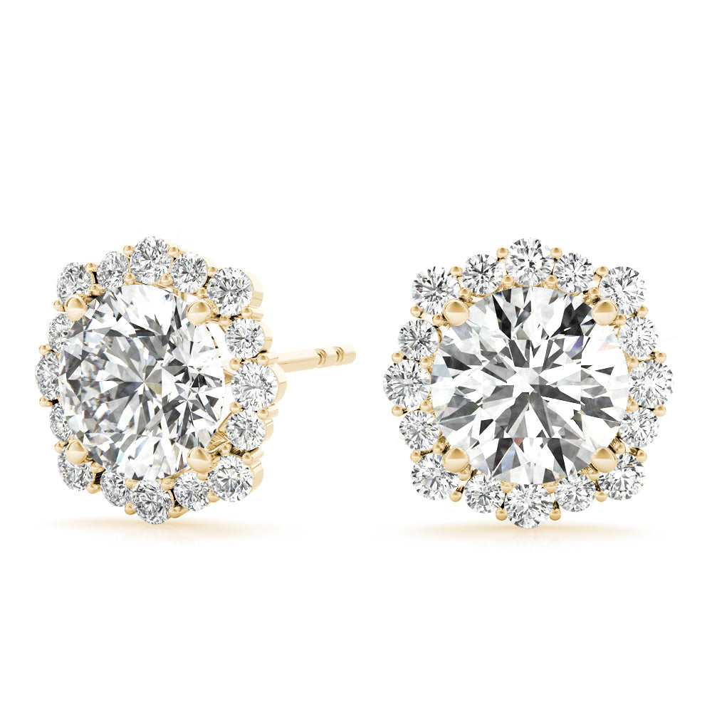 14K Yellow Gold Lab Diamond Halo Earrings
