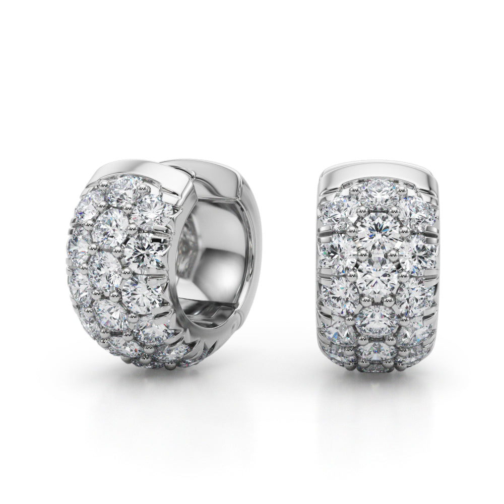 3 Row Lab Diamond Huggie Earrings