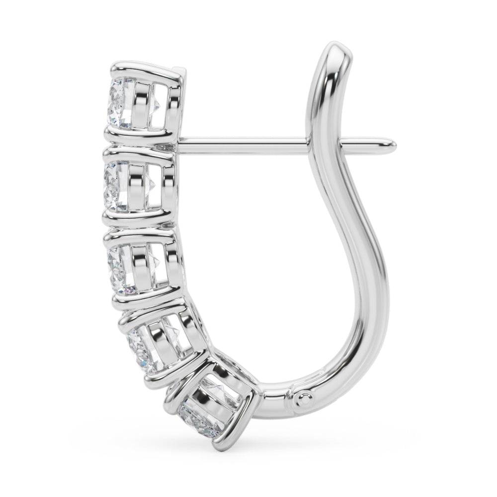 14K Gold Lab Diamond J-Hoop Earrings with Omega Backs