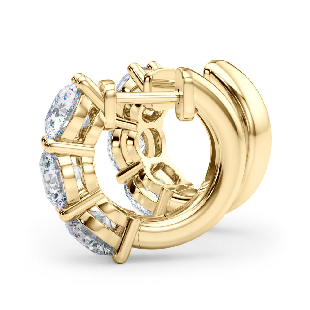 14K Yellow Gold Lab Diamond Round Hoop Earrings