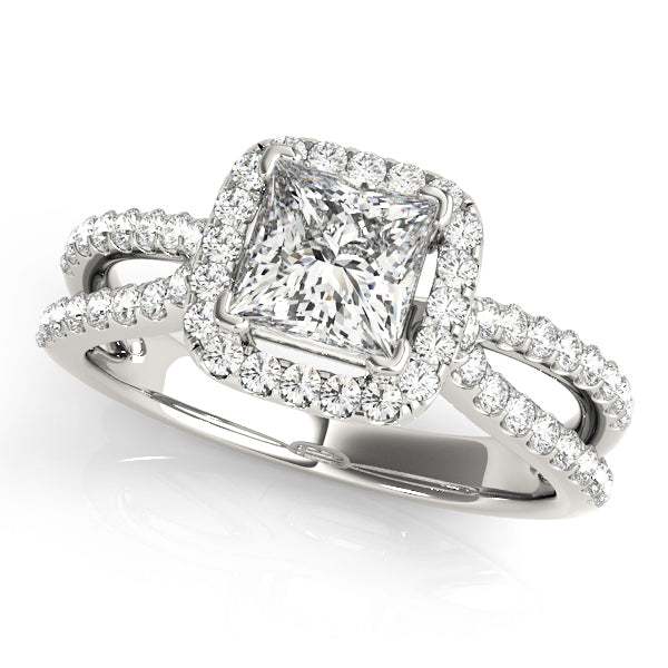 0.75 CT Square Diamond Halo Engagement Ring