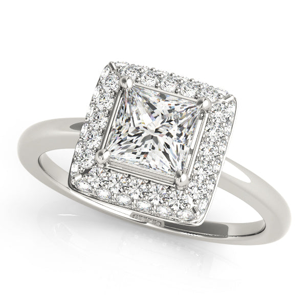 0.75 CT Square Diamond Halo Engagement Ring