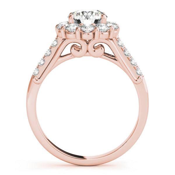 14K Rose Gold 1 CT Diamond Halo Engagement Ring