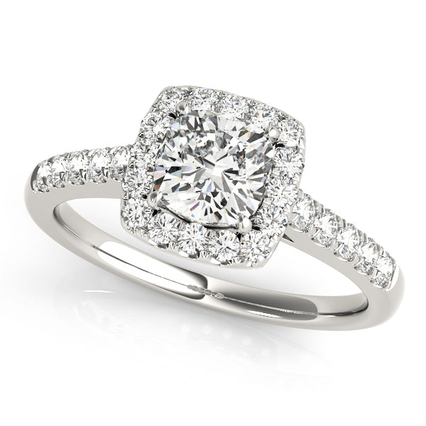 1.0 CT Cushion Diamond Halo Engagement Ring