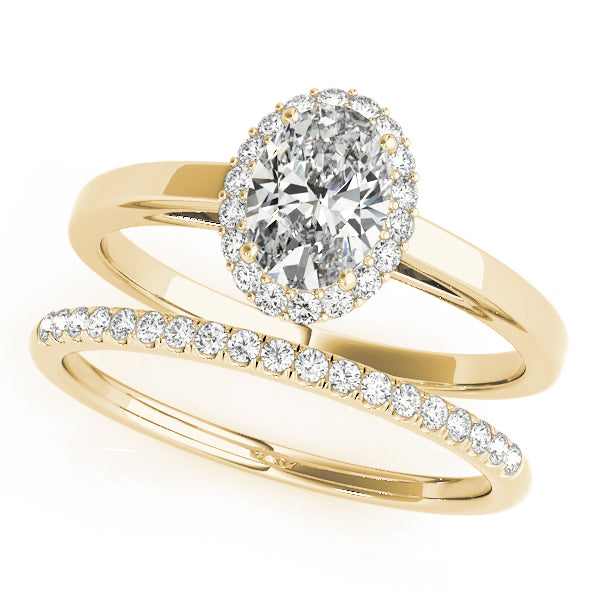 14K Yellow Gold Oval Diamond Engagement Ring with Halo