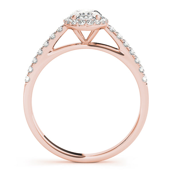 18K Rose Gold Diamond Oval Halo Engagement Ring