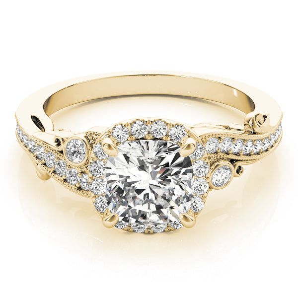 14K Yellow Gold Cushion Diamond Engagement Ring 1.25ctw