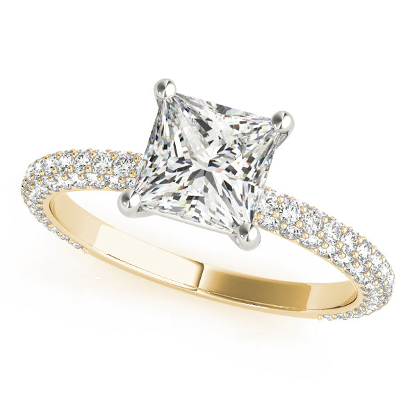 14K Yellow Gold Pavé Diamond Engagement Ring