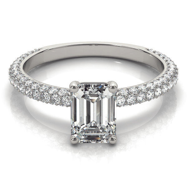 0.6 CT Emerald Diamond Pave Engagement Ring