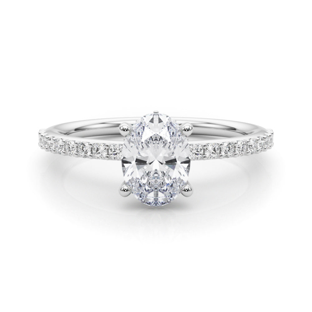 Lab Diamond White Gold Oval Hidden Halo Ring