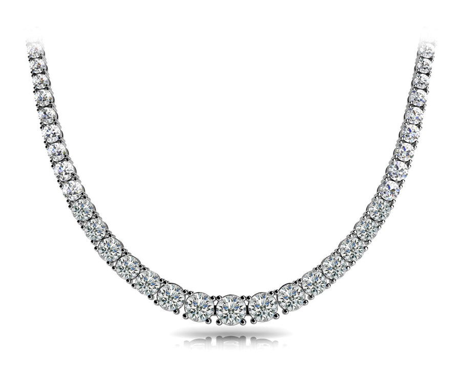 14K Gold Multi-Diamond Graduated Necklace