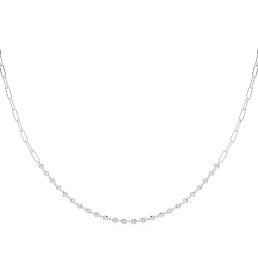 14K Gold Lab Diamond Paper Clip Necklace