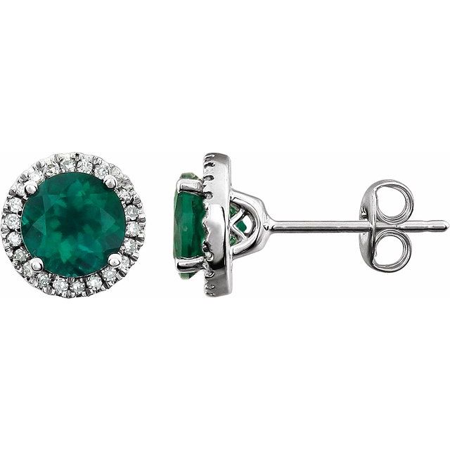 Round 4-Prong Halo-Style Birthstone Earrings