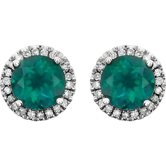 Round 4-Prong Halo-Style Birthstone Earrings
