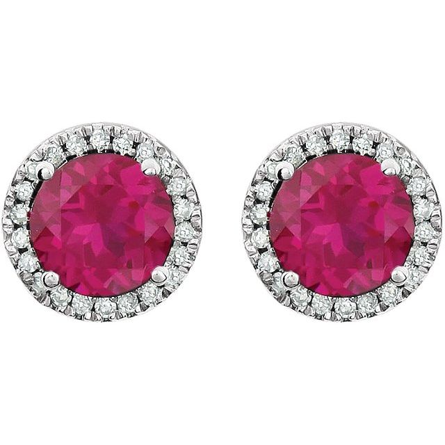 Round 4-Prong Halo-Style Birthstone Earrings