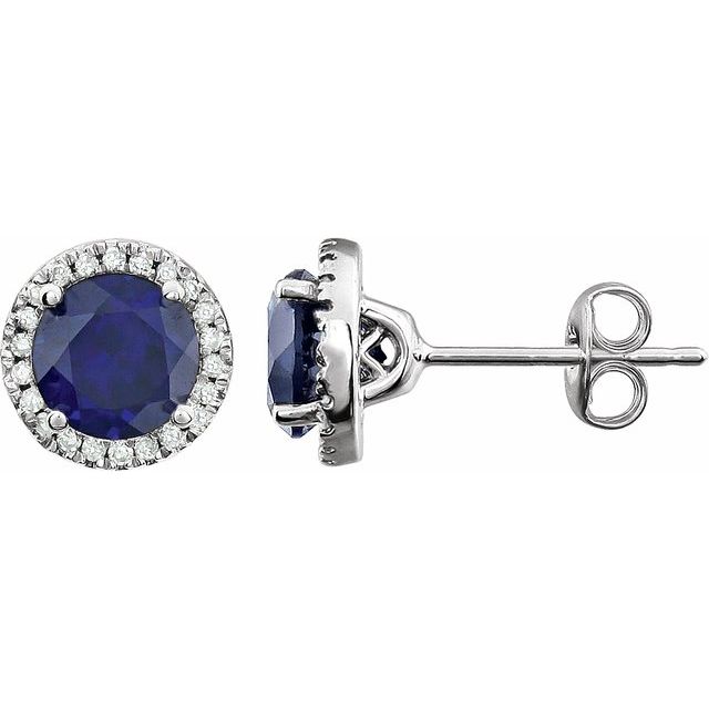 Round 4-Prong Halo-Style Birthstone Earrings