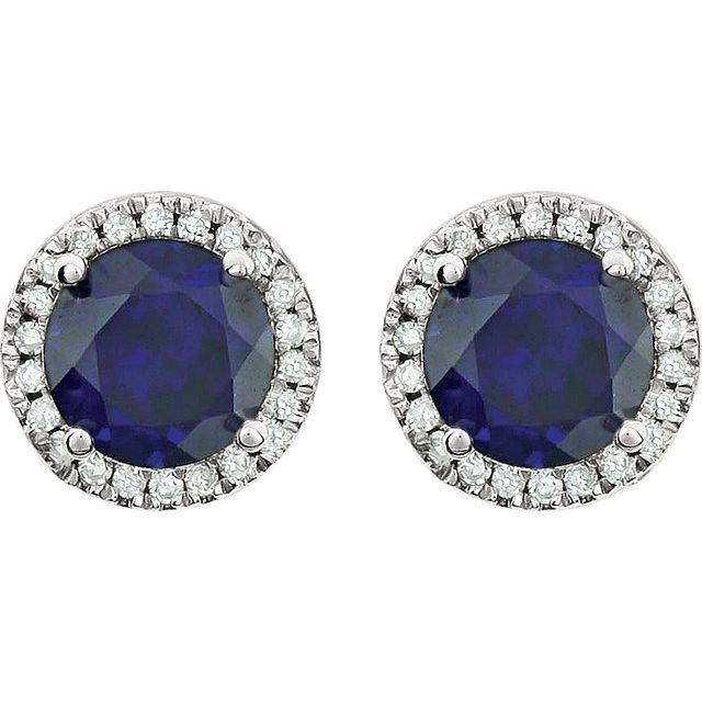 Round 4-Prong Halo-Style Birthstone Earrings